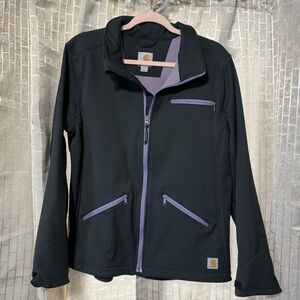 CARHARTT Womens Black Soft Shell Crowley Jacket Fleece Lined Full-Zip Size L
